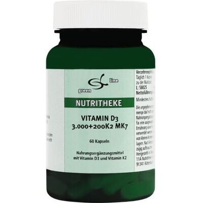 11 A Nutritheke GmbH VITAMIN D3 3.000+200 K2 MK7 Kapseln 60 St. 11 A Nutritheke GmbH VITAMIN D3 3.000+200 K2 MK7 Kapseln 60 St.