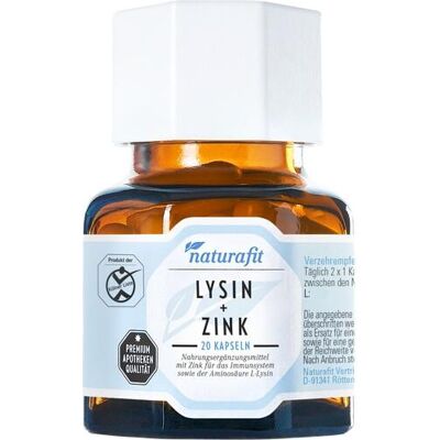 NaturaFit GmbH NATURAFIT Lysin+Zink Kapseln 20 St. (14,2 g) NaturaFit GmbH NATURAFIT Lysin+Zink Kapseln 20 St. (14,2 g)