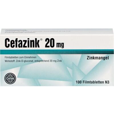 Cefak KG CEFAZINK 20 mg Filmtabletten 100 St. Cefak KG CEFAZINK 20 mg Filmtabletten 100 St.