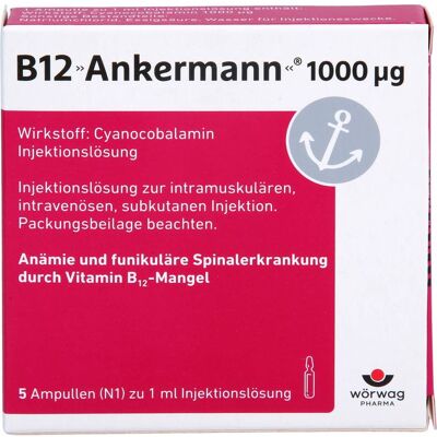 Wörwag Pharma GmbH & Co. KG B12 ANKERMANN 1000 µg Injektionslösung Amp. 5 ml Wörwag Pharma GmbH & Co. KG B12 ANKERMANN 1000 µg Injektionslösung Amp. 5 ml
