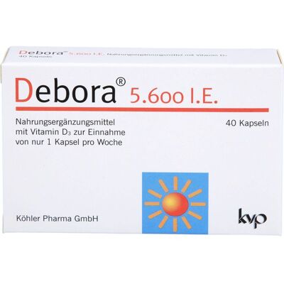 Köhler Pharma GmbH DEBORA 5.600 I.E. Kapseln 40 St. (19,2 g) Köhler Pharma GmbH DEBORA 5.600 I.E. Kapseln 40 St. (19,2 g)