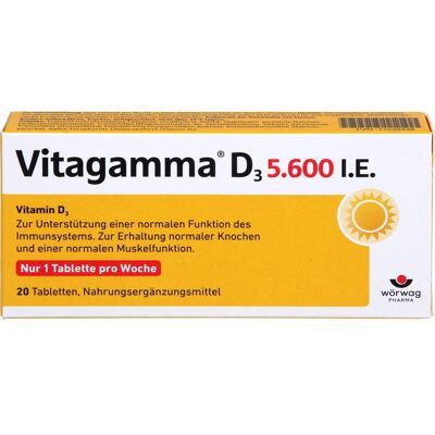 Wörwag Pharma GmbH & Co. KG VITAGAMMA D3 5.600 I.E .Vitamin D3 NEM Tabletten 20 St. Wörwag Pharma GmbH & Co. KG VITAGAMMA D3 5.600 I.E .Vitamin D3 NEM Tabletten 20 St.