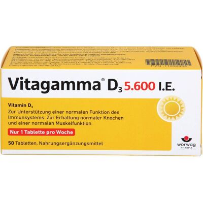 Wörwag Pharma GmbH & Co. KG VITAGAMMA D3 5.600 I.E. Vitamin D3 NEM Tabletten 50 St. Wörwag Pharma GmbH & Co. KG VITAGAMMA D3 5.600 I.E. Vitamin D3 NEM Tabletten 50 St.