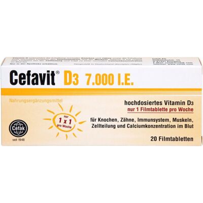 Cefak KG CEFAVIT D3 7.000 I.E. Filmtabletten 20 St. (7,4 g) Cefak KG CEFAVIT D3 7.000 I.E. Filmtabletten 20 St. (7,4 g)