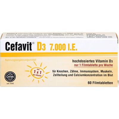 Cefak KG CEFAVIT D3 7.000 I.E. Filmtabletten 60 St. (22,1 g) Cefak KG CEFAVIT D3 7.000 I.E. Filmtabletten 60 St. (22,1 g)