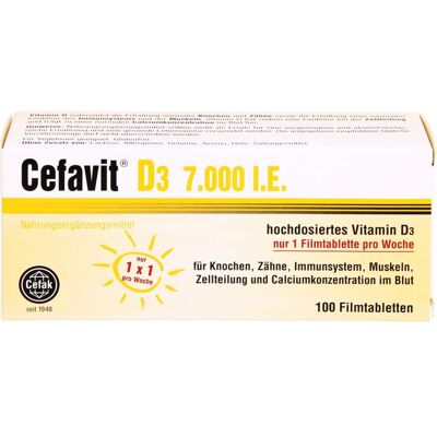 Cefak KG CEFAVIT D3 7.000 I.E. Filmtabletten 100 St. (36,8 g) Cefak KG CEFAVIT D3 7.000 I.E. Filmtabletten 100 St. (36,8 g)
