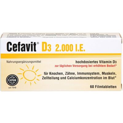 Cefak KG CEFAVIT D3 2.000 I.E. Filmtabletten 60 St. (8,2 g) Cefak KG CEFAVIT D3 2.000 I.E. Filmtabletten 60 St. (8,2 g)
