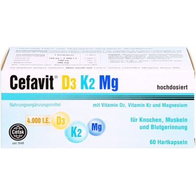 Cefak KG CEFAVIT D3 K2 Mg 4.000 I.E. Hartkapseln 60 St. (44,6 g) Cefak KG CEFAVIT D3 K2 Mg 4.000 I.E. Hartkapseln 60 St. (44,6 g)