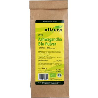 Allcura Naturheilmittel GmbH ASHWAGANDHA BIO Pulver 200 g Allcura Naturheilmittel GmbH ASHWAGANDHA BIO Pulver 200 g