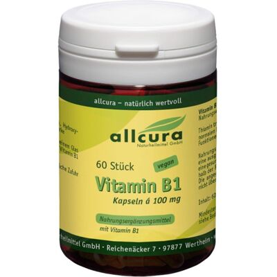 Allcura Naturheilmittel GmbH VITAMIN B1 100 mg Kapseln 60 St. (18,8 g) Allcura Naturheilmittel GmbH VITAMIN B1 100 mg Kapseln 60 St. (18,8 g)