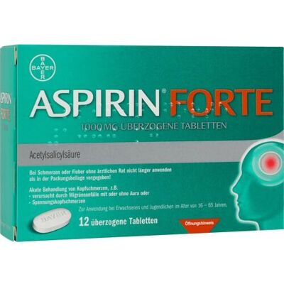 Bayer ASPIRIN Forte 1000 mg überzogene Tabletten 12 St. Bayer ASPIRIN Forte 1000 mg überzogene Tabletten 12 St.