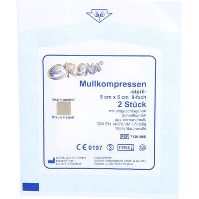ERENA Verbandstoffe GmbH & Co. KG ERENA Mullkompr.5x5 cm steril 8fach 10 St. ERENA Verbandstoffe GmbH & Co. KG ERENA Mullkompr.5x5 cm steril 8fach 10 St.