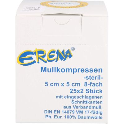ERENA Verbandstoffe GmbH & Co. KG ERENA Mullkompr.5x5 cm steril 8fach 50 St. ERENA Verbandstoffe GmbH & Co. KG ERENA Mullkompr.5x5 cm steril 8fach 50 St.