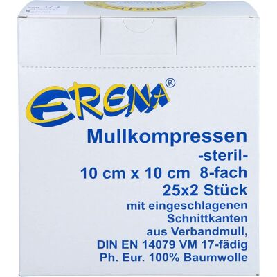 ERENA Verbandstoffe GmbH & Co. KG ERENA Mullkompr.10x10 cm steril 8fach 50 St. ERENA Verbandstoffe GmbH & Co. KG ERENA Mullkompr.10x10 cm steril 8fach 50 St.