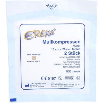 ERENA Verbandstoffe GmbH & Co. KG ERENA Mullkompr.10x20 cm steril 8fach 10 St. ERENA Verbandstoffe GmbH & Co. KG ERENA Mullkompr.10x20 cm steril 8fach 10 St.