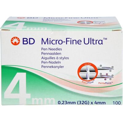 EMRA-MED Arzneimittel GmbH BD MICRO-FINE ULTRA Pen-Nadeln 0,23x4 mm 32 G 100 St. EMRA-MED Arzneimittel GmbH BD MICRO-FINE ULTRA Pen-Nadeln 0,23x4 mm 32 G 100 St.