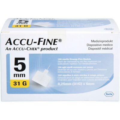 EMRA-MED Arzneimittel GmbH ACCU FINE sterile Nadeln f.Insulinpens 5 mm 31 G 100 St. EMRA-MED Arzneimittel GmbH ACCU FINE sterile Nadeln f.Insulinpens 5 mm 31 G 100 St.