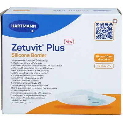 Cc ZETUVIT Plus Silicone Border steril 10x10 cm 10 St. Cc ZETUVIT Plus Silicone Border steril 10x10 cm 10 St.