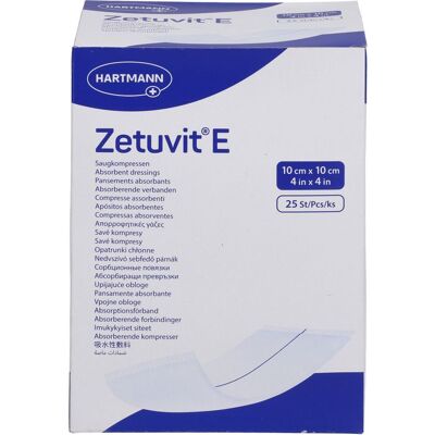 Cc ZETUVIT E Saugkompressen steril 10x10 cm 25 St. Cc ZETUVIT E Saugkompressen steril 10x10 cm 25 St.