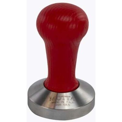 Motta Tamper Edelstahl plan 58,5 mm Holzgriff Rot für Espresso Motta Tamper Edelstahl plan 58,5 mm Holzgriff Rot für Espresso