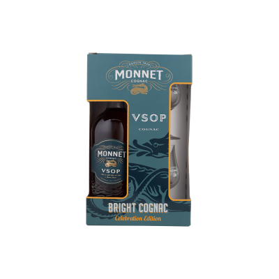 Monnet Cognac VSOP 40% Vol. 0,7 Liter im Geschenkbox mit 2 Gläsern Monnet Cognac VSOP 40% Vol. 0,7 Liter im Geschenkbox mit 2 Gläsern