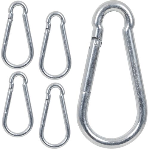 5x Karabinerhaken Schnapphaken Karabiner, verzinkt, 180x14mm