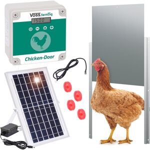 SET VOSS.farming Chicken-Door + Hühnerklappe, Alu 220 x 330mm + Solar-Akku