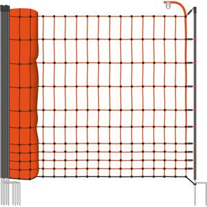 VOSS.farming classic 50m Hühnerzaun, Geflügelnetz, 106cm, 16 Pfähle, 2 Spitzen, orange