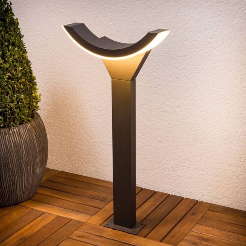 LED Wegeleuchte HALF Lucande, schwarz, Aluminium, Modern, LED Außenleuchte
