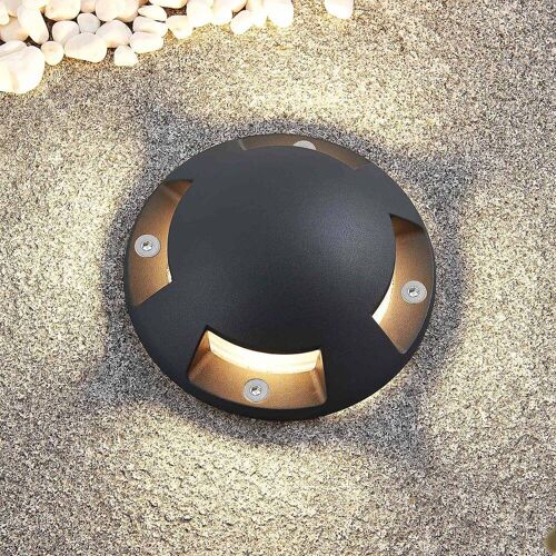 Lindby LED-Bodenstrahler Huban, 15 cm, 4-flammig, anthrazit Huban, schwarz, Aluminium, Modern, LED Außenleuchte