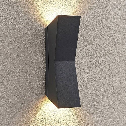 LED Aussenwandleuchte Maniela Lucande, schwarz, Aluminium, Modern, LED Wandleuchte außen