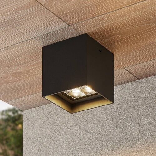LED Außendeckenleuchte Eveta Lindby, schwarz, Aluminium, Modern, LED Deckenleuchten