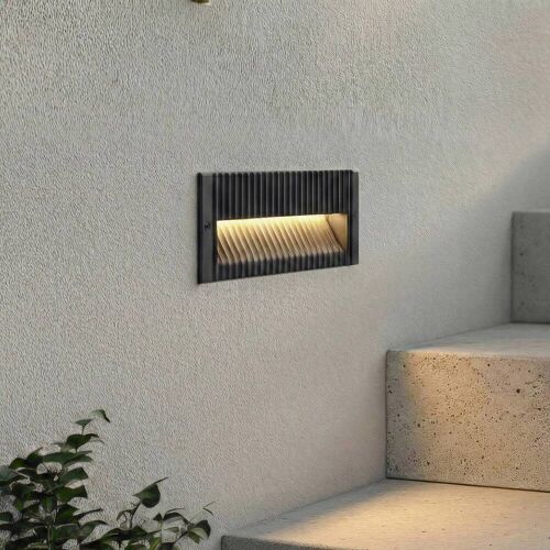 Lucande LED-Wandeinbauleuchte Tavion, 25 cm, anthrazit, IP65 Tavion, schwarz, Aluminium, Modern, Wandleuchte außen