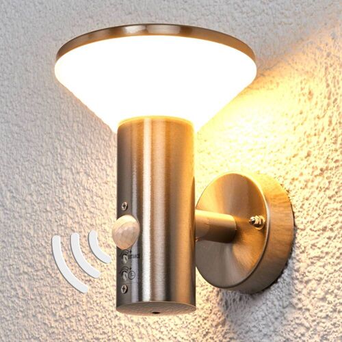 Bewegungsmelder-Wandleuchte Tiga für außen, LED Lindby, alu / grau / zink, Edelstahl, Modern