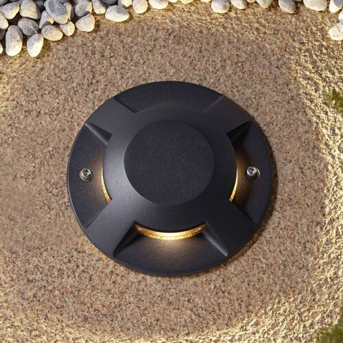 Lucande LED-Bodenstrahler Jeffrey, schwarz, 4-flg., Ø 20 cm Jeffrey, schwarz, Aluminium, Modern, LED Außenleuchte