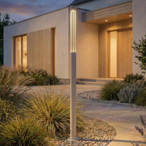 LED Wegeleuchte Fjorya Lindby, alu / grau / zink, Aluminium, Modern, LED Außenleuchte