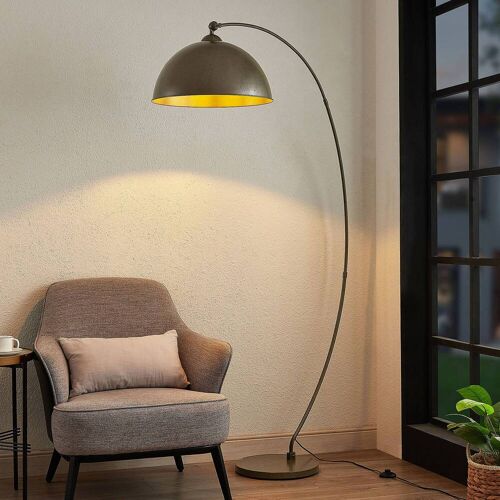 Bogenlampe Jonera Lindby, alu / grau / zink, für Wohn- / Esszimmer, Metall, Junges Wohnen, Stehlampe
