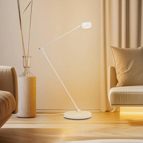 Stehlampe Jyla Lindby, dimmbar, weiß / opal, für Wohn- / Esszimmer, Metall, Modern, Stehlampe