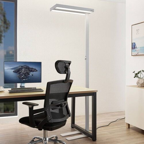 Stehlampe Logan Arcchio, dimmbar, weiß / opal, für Arbeitszimmer / Büro, Aluminium, Modern