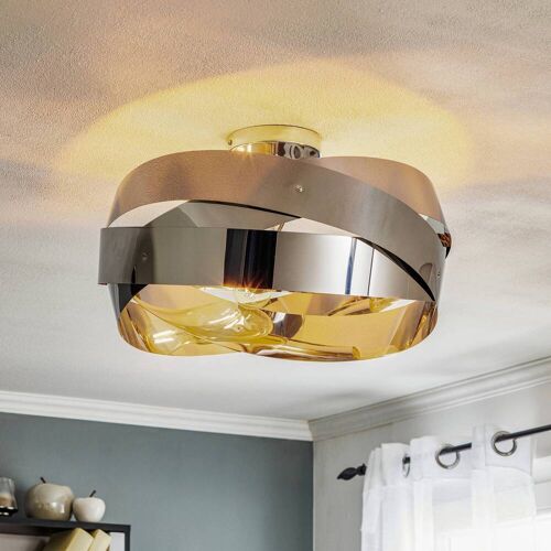 Deckenlampe Tornado Domiluce, dimmbar, chrom / silber, für Wohn- / Esszimmer, Metall, Modern, Deckenlampe