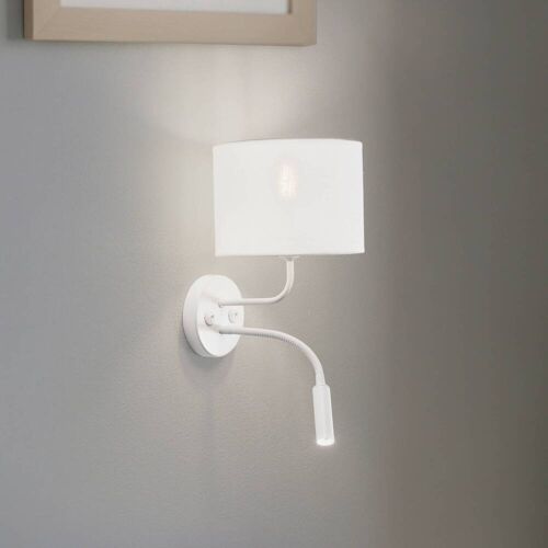 Wandlampe Roller Duolla, weiß / opal, für Schlafzimmer, Textil / Stoff / Seide, Wandleuchte, Wandlampe Innen