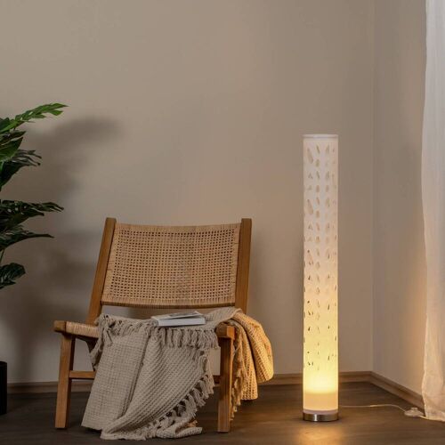 Stehlampe Alisea Lindby, dimmbar, weiß / opal, für Wohn- / Esszimmer, Kunststoff, Modern, Stehlampe