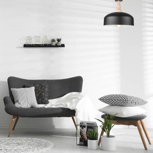 Deckenlampe Gina Envostar, dimmbar, schwarz, für Wohn- / Esszimmer, Holz, Skandinavisch, Deckenlampe