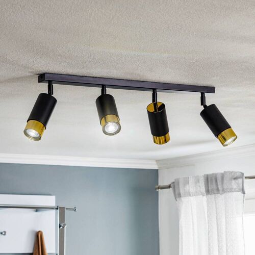 Deckenstrahler Kumo schwarz/gold vierflammig EMIBIG LIGHTING, dimmbar, schwarz, für Wohn- / Esszimmer, Metall, Modern, Strahler