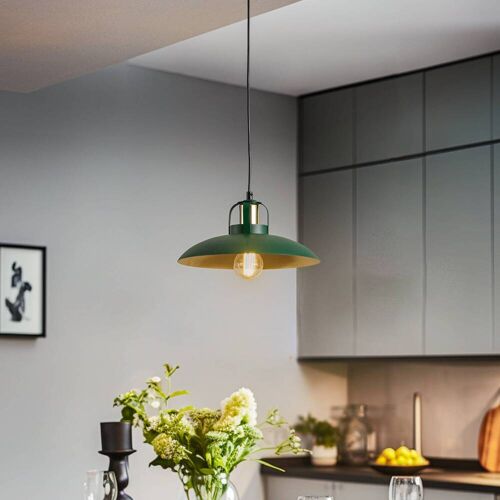 Hängelampe Felix Eko-Light, dimmbar, grün, für Wohn- / Esszimmer, Metall, Industrielles Design, Pendelleuchte