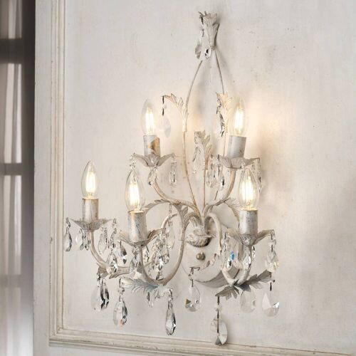 Kristall Wandlampe Teresa ONLI, dimmbar, creme / amber, für Wohn- / Esszimmer, Metall, Antik, Wandleuchte, Wandlampe Innen