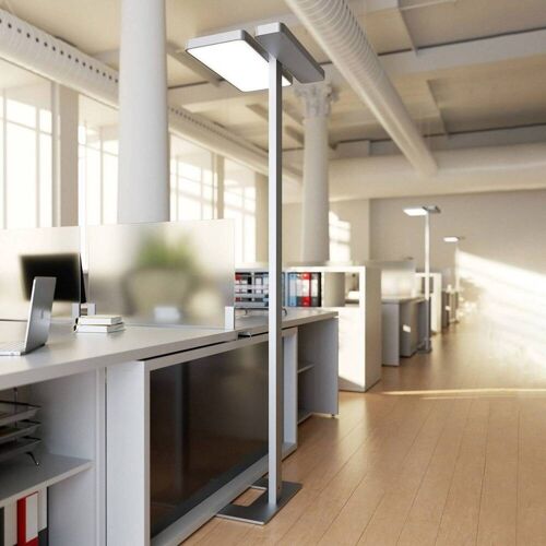 Stehlampe Aila Arcchio, dimmbar, alu / grau / zink, für Arbeitszimmer / Büro, Aluminium, Modern