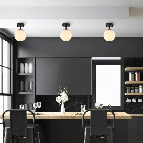 Deckenlampe Atmaca Opviq, dimmbar, schwarz, für Wohn- / Esszimmer, Glas, Deckenlampe