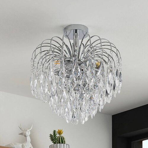 Deckenlampe Silino Lindby, dimmbar, chrom / silber, für Wohn- / Esszimmer, Metall, Modern, Deckenlampe