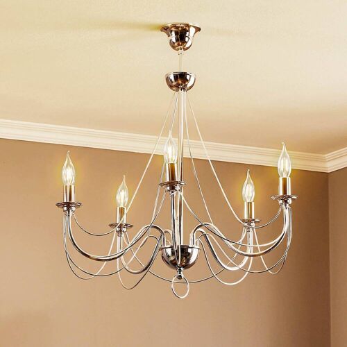 Kronleuchter Retro Domiluce, dimmbar, chrom / silber, für Wohn- / Esszimmer, Metall, Kronleuchter